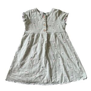 Little Co Lauren Condrad Green floral Cotton Henley Dress Toddler Girls 4 4t